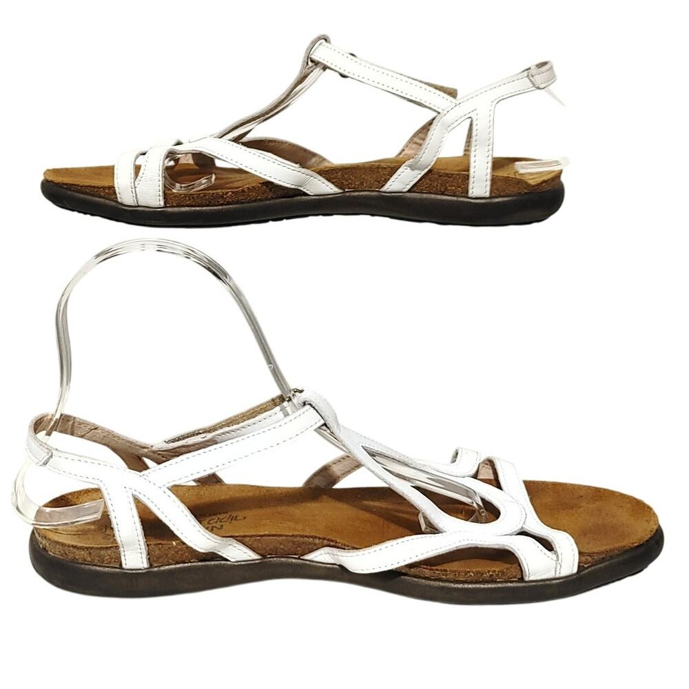 NAOT Dorith Strappy Sandals Open Toe White Leather Slingback Womens 11 US